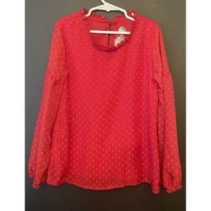 Girls Wonder Nation Size 7/8 RED LONG SLEEVE BLOUSE